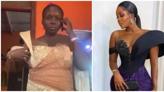 Asoebi fashion fails: Lady left speechless after tailor delivered corset dress order