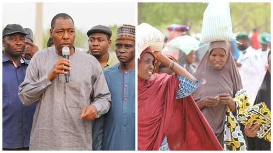 Hotuna: Zulum ya gwangwaje 'yan gudun hijirar Monguno da N275m, kayan abinci, sutura