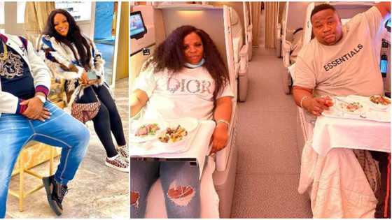 Cubana Chiefpriest and wife jet out to Dubai ahead of her birthday (photo)