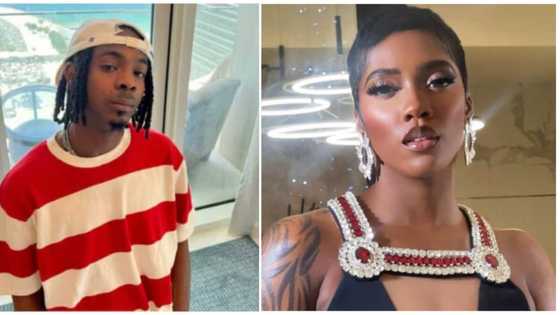 “Even the wicked producer?” Young John stirs reactions as he shoots shot at Tiwa Savage, she reacts