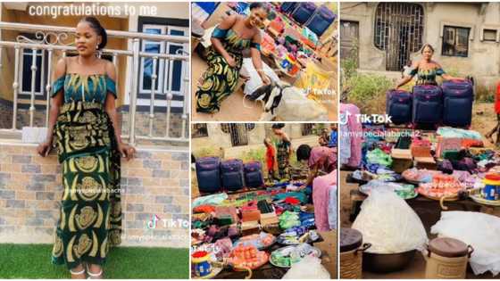 "Na wa": Ram, bar soaps seen as Nigerian lady shows off the items she received as bride price