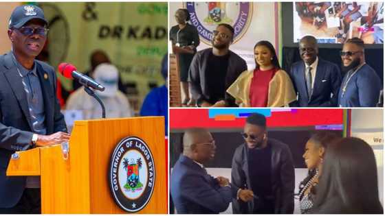 Governor Sanwo-Olu all smiles as he meets BBNaija 6 finalists in video, invites them for group photographs