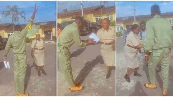 A grateful heart: After passing out of NYSC, appreciative son, marches towards mum, salutes her in video