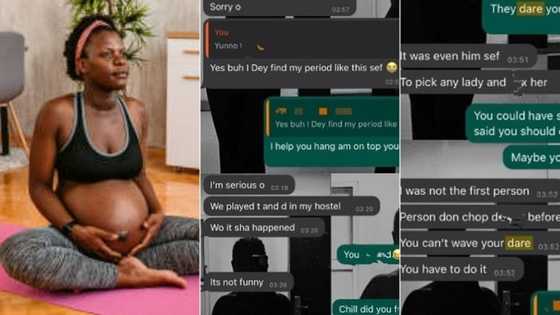 Chats leak as lady gets pregnant after playing crazy truth-or-dare game with man at party