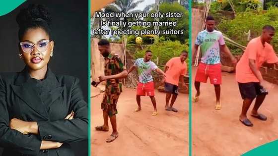 Brothers dance with reckless abandon as sister who rejected plenty suitors finally gets married