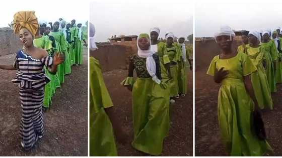 Positive reactions trail video of bride and asoebi ladies showing off their outfits: "They tried to have fun"