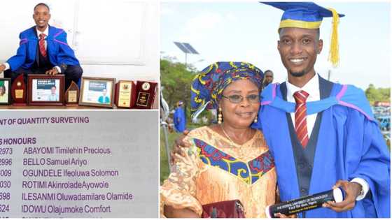 Nigerian man 'kicked out' of school after 5 years, starts afresh & bags first-class, many awards in cute photos