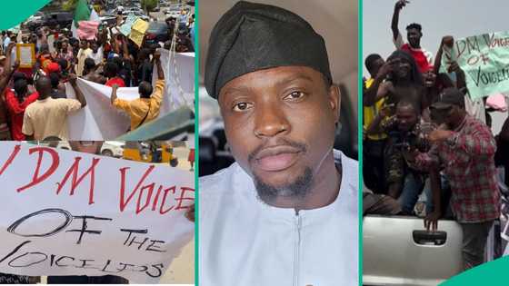 VeryDarkMan's arrest: Youths stage 'Free VDM' protest, reportedly block Abuja road, videos emerge