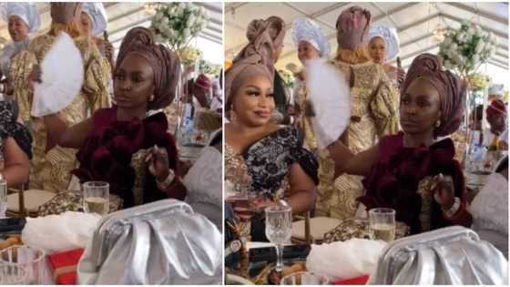 "I’ve watched this so many times”: Cute video of Kate Henshaw fanning Rita Dominic at 'owambe' stirs reactions