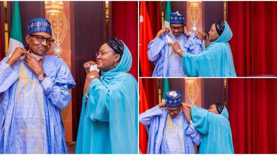 Presidential love: Rare loved-up photos of President Buhari and Aisha emerge, pictures stir reactions