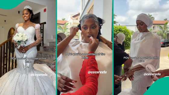 Bride's makeup cleaned, earrings removed and dress covered on wedding day because of her church