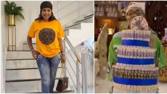 Nollywood actress Iyabo Ojo gets huge money cake surprise to kickstart the new year (video)