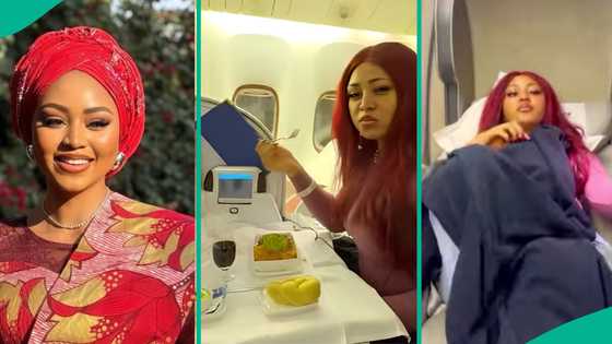 Regina Daniels enjoys VIP treatment on airpeace, shares plush video, observation: "I was honoured"