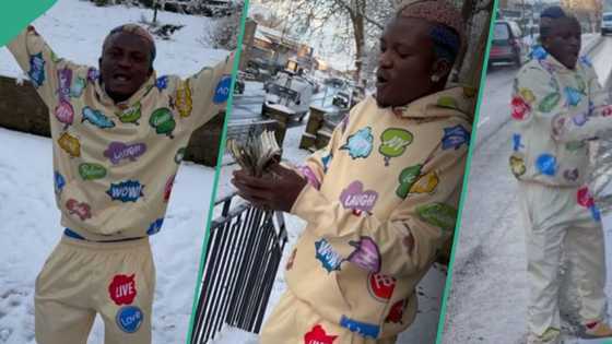 Portable counts money, plays and runs around like a child in the snow: "See smoke from my mouth"