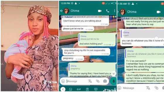 "Stop disturbing my life": Single mum cries out as her Nigerian boyfriend denies her pregnancy, chats surface