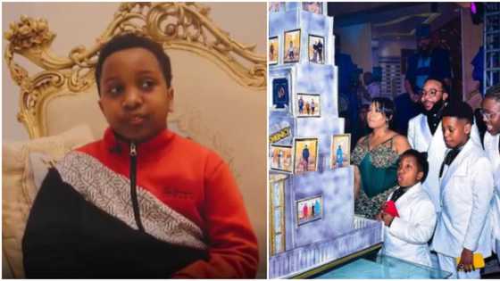 He dey expose you, reactions as E-Money's lastborn says he uses belt to discipline in birthday shout-out video