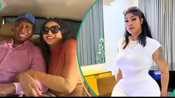 Regina Daniels reacts after Angela Okoire criticised marrying older men, shows off her "baby"