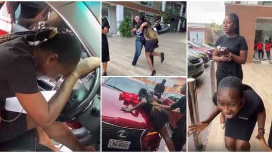 Nigerian lady screams loudly and cries after being surprised by her female boss with a Lexus car in viral clip