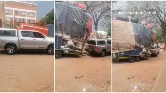"This is too much": Driver uses Hilux car to pull fully-loaded trailer, video goes viral, shocks people