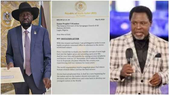 Full content of letter TB Joshua received from South Sudan's president after his prophecy helped them