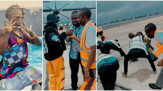 Portable causes frenzy as he heavily rains cash at airport, workers lose their cool, struggle to pick money