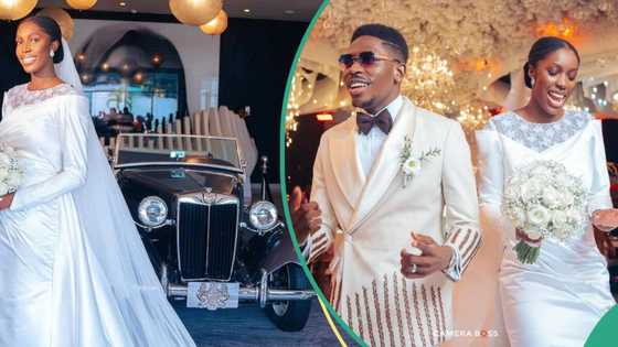 Moses Bliss' wife adds new name to social media bio, shares stunning pics after white wedding