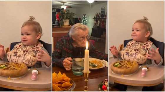 Little baby imitates her 85-year-old grandma who has no teeth, chews food with lips in TikTok video