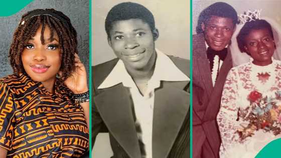 Nigerian lady displays photos of women her father dated: "If your mum is here, na my papa ex"
