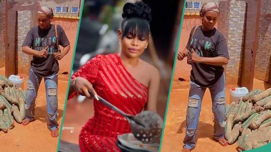 Pretty lady who fries yam by roadside dances after selling 100 tubers in less than 10 days