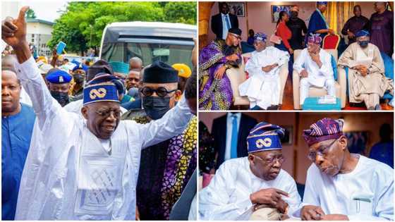 Tinubu speaks after visiting Obasanjo in Abeokuta, reveals mission