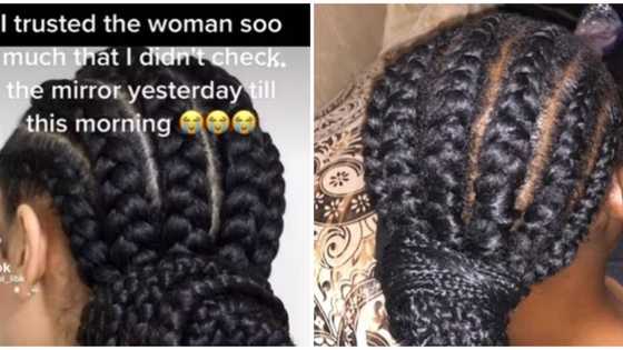 Lady who requested for stylish cornrows ends up disappointed with outcome: "I trusted the woman"