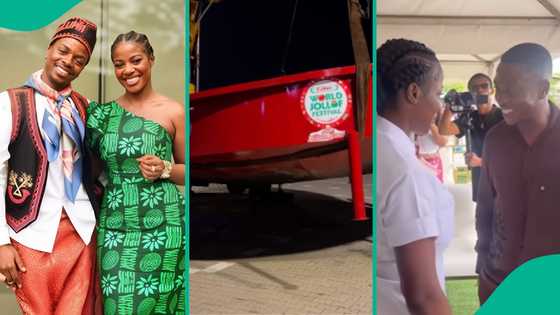 Hilda Baci emotional at her cookathon as Pastor Bolaji prays for her, Enioluwa gives her flowers