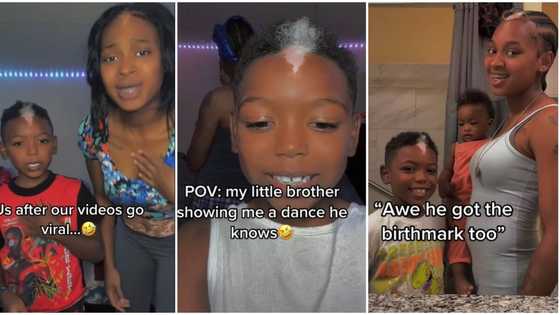 Beautiful lady who shares shiny forehead birthmark with kid brother goes viral, TikTok users react to video