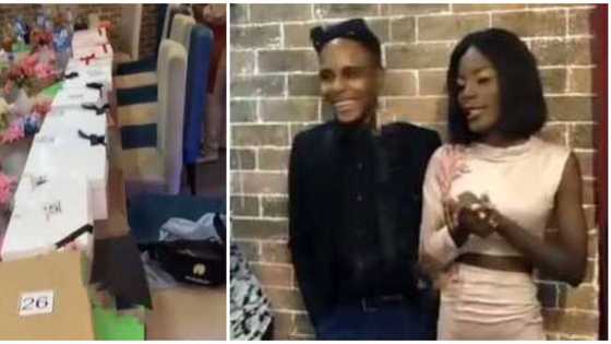 Better girlfriend: Lady gives boyfriend 30 boxes of different gifts on his 30th birthday, video causes stir