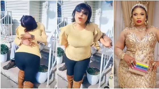 Laide Bakare hides man's face in PDA video, netizen makes bold claim about him, actress replies