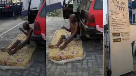 "Naira scarcity": Sick old man storms Keystone bank with bed, says he needs his money