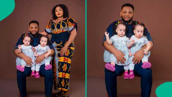 "But how?" Photos of couple with their 2 daughters raise questions online as many notice same thing