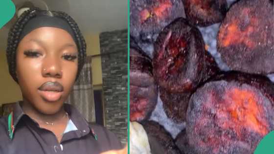 Nigerian lady cries out, shows fried plantain and eggs she prepared for her boyfriend's mother