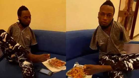 Man without arms says he cannot beg on the streets, works hard to make a living by selling chicken