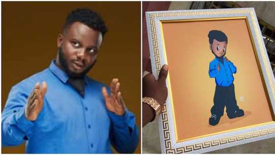 Somebody creates a cartoon version of Sabinus' thinking pose, frames in beautifully, comedian shows it off