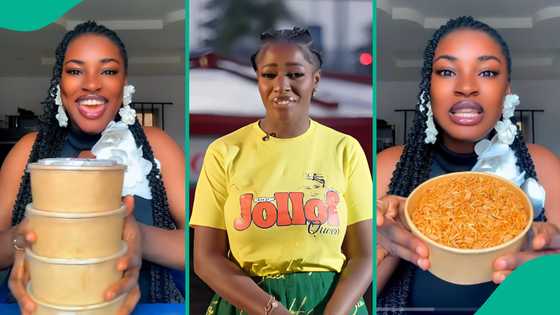 Lady who got two plates of Hilda Baci's jollof rice tastes it and gives her honest opinion