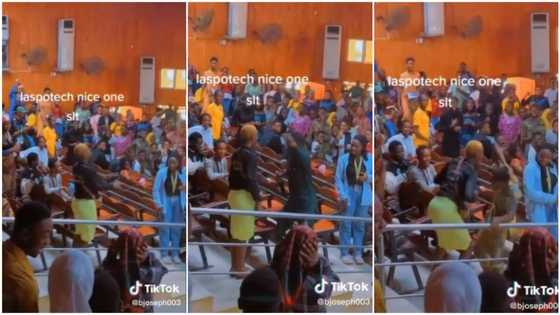 Nigerian lady ‘scatters’ lecture room with dance moves at LASPOTECH, many Students scream in Video