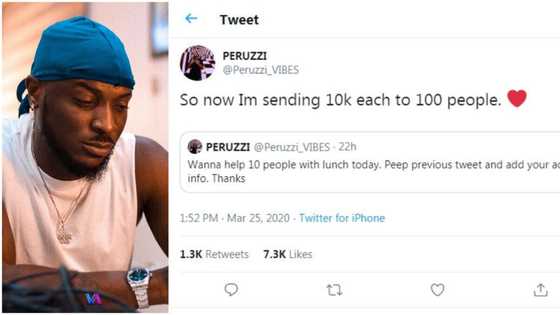 Peruzzi shares N1m among 100 fans during coronavirus pandemic