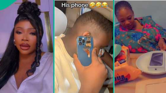 Nigerian man using broken phone buys iPhone 15 Pro Max for wife, she rejoices in video