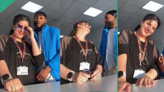 "See as she dey blush": Sweet video of Nigerian man playing with his cute white lecturer stuns many