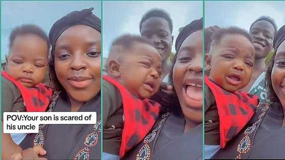 "Fear gripped him": Baby cries uncontrollably after seeing uncle's face in video, people react
