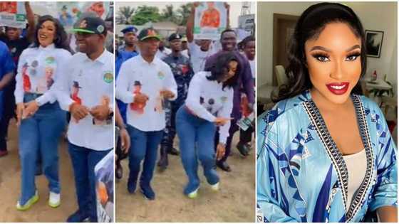 "You are a vibe": Deputy governorship candidate Tonto Dikeh shows off moves as ADC campaigns in Rivers