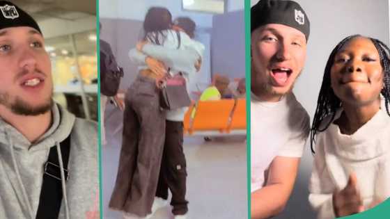 "I didn't meet him on any app": Nigerian lady excited as young white man arrives Nigeria for her