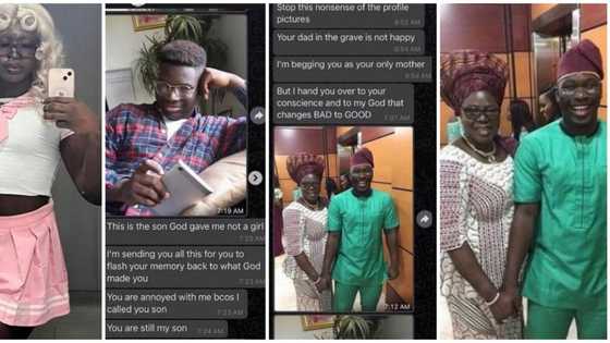 This is the son God gave me not a girl; Nigerian mum's WhatsApp chats with cross-dressing son breaks hearts