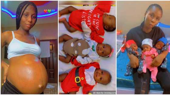 "My greatest gift": Blessed mum shows large baby bump as she welcomes triplets, video of her cuties goes viral